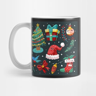 Hand drawn flat Christmas elements collection Mug